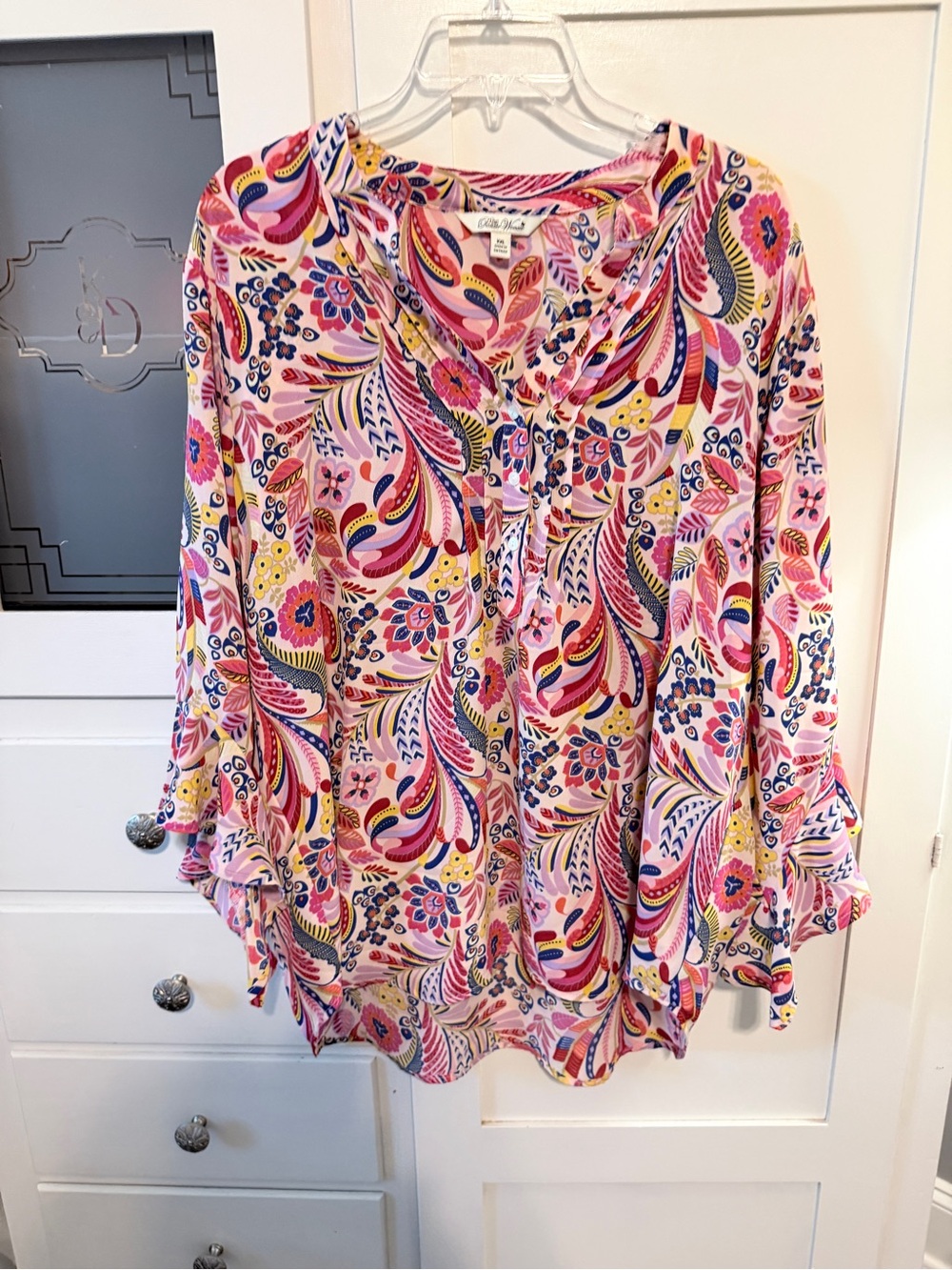 The Pioneer Woman Pink Floral Paisley Button-Front Blouse - Picture 2 of 6